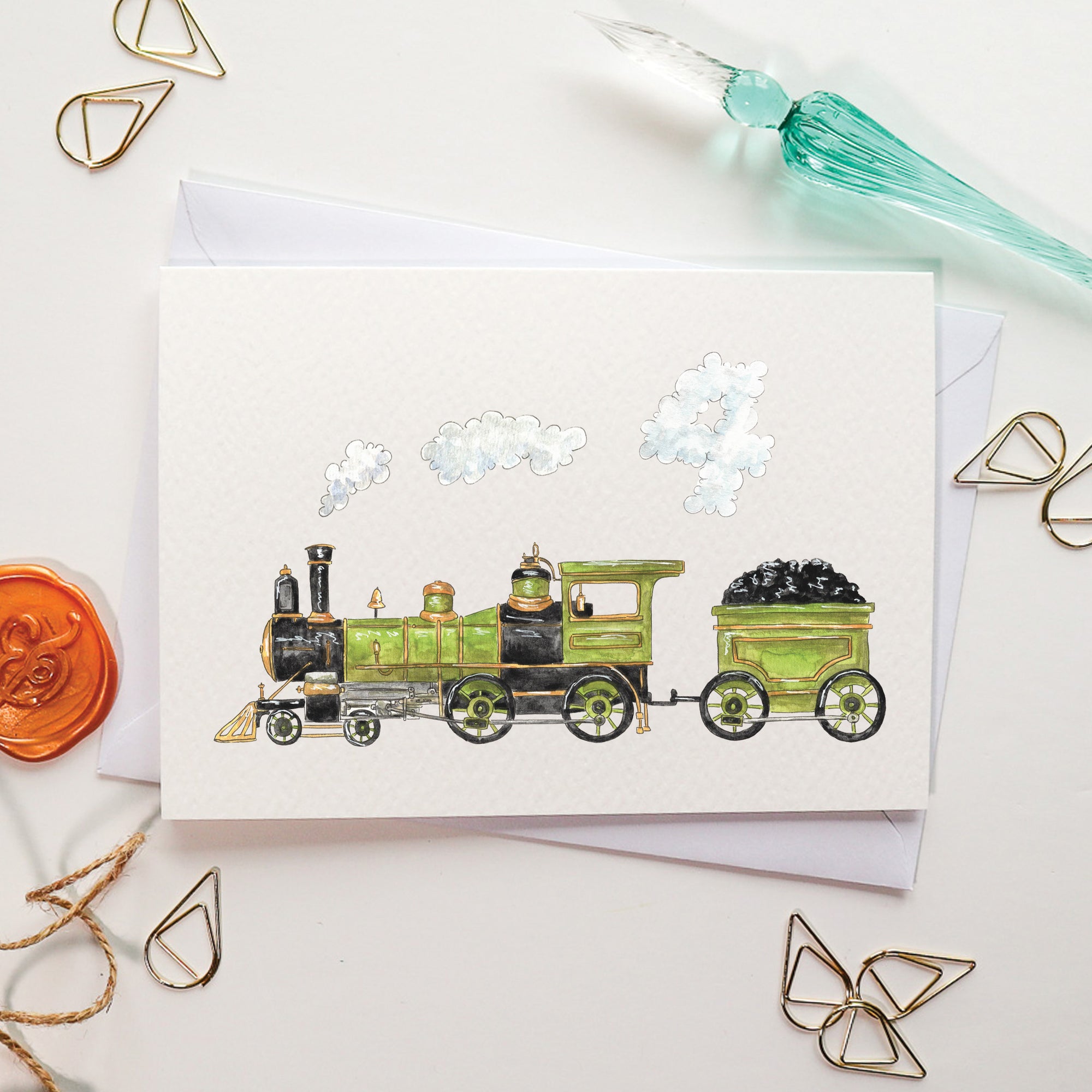 Train 4th Birthday Card