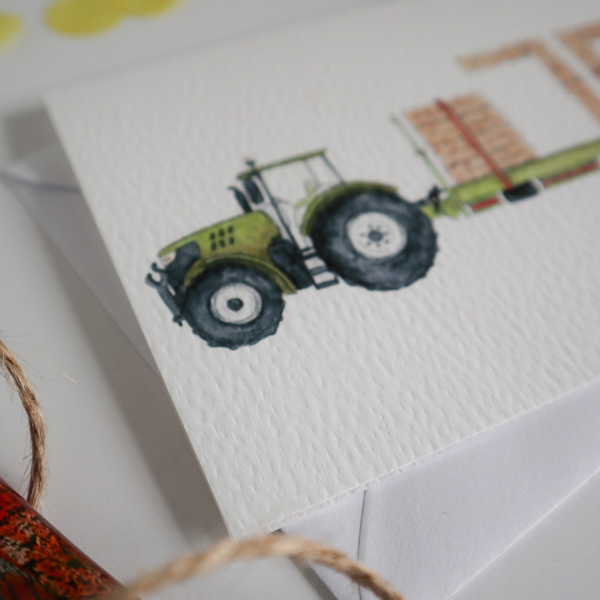 Green Tractor and Trailer 70th Birthday Card