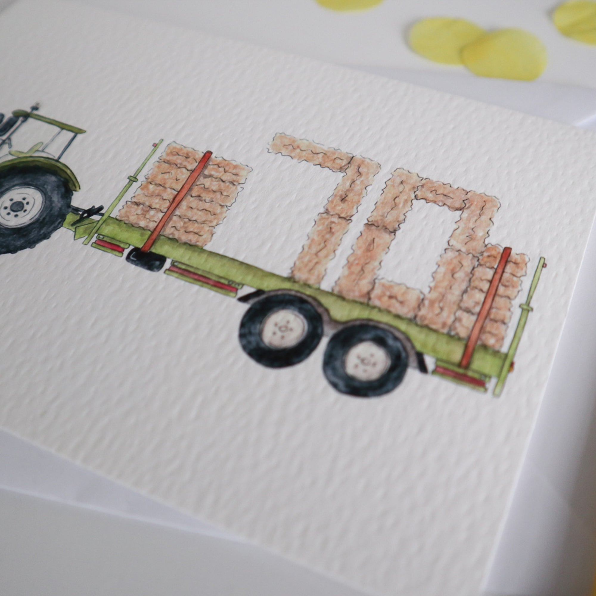 Green Tractor and Trailer 70th Birthday Card