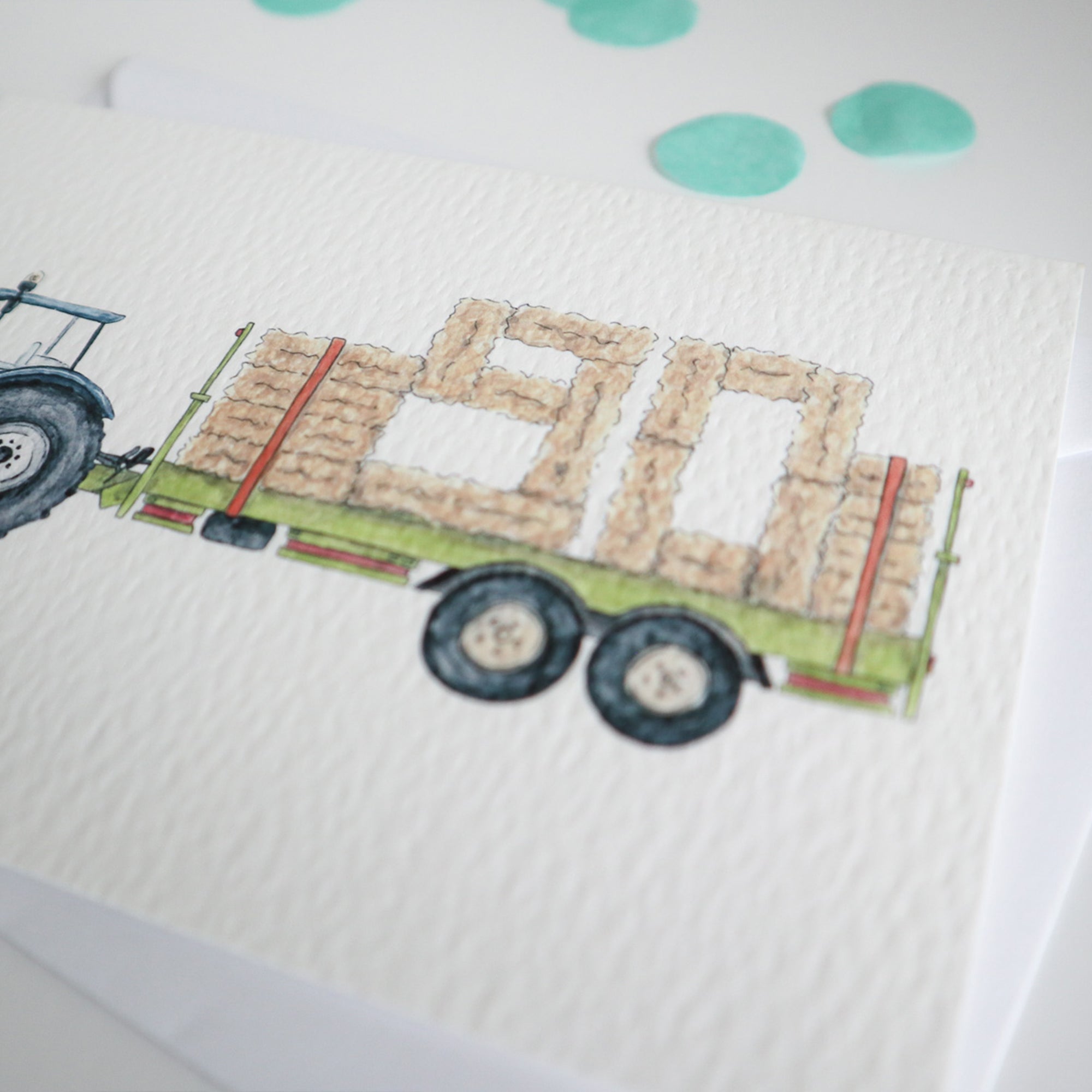 Blue Tractor and Trailer 90th Birthday Card