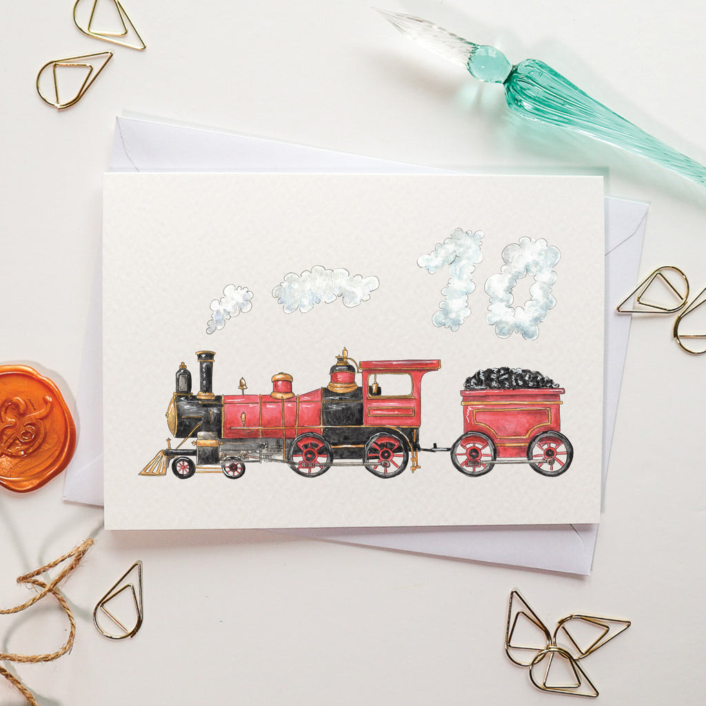 Train 10th Birthday Card