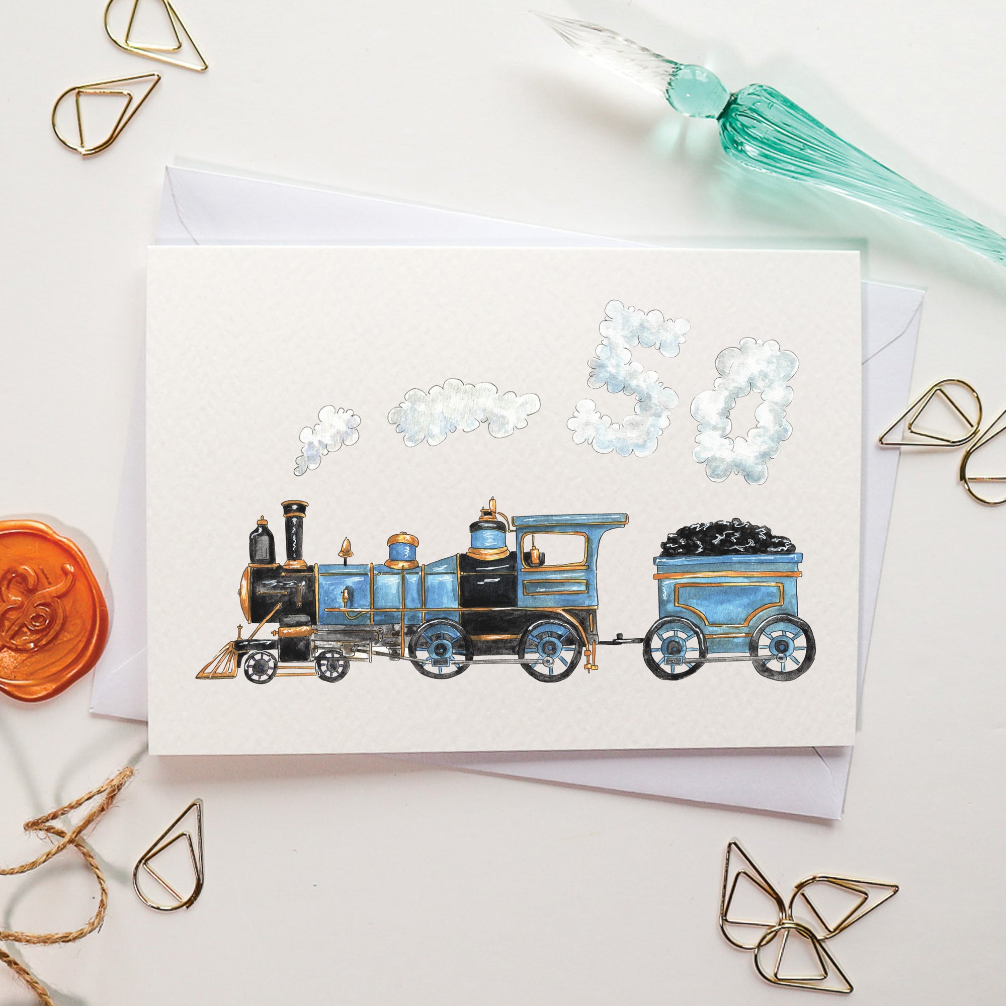 Train 50th Birthday Card