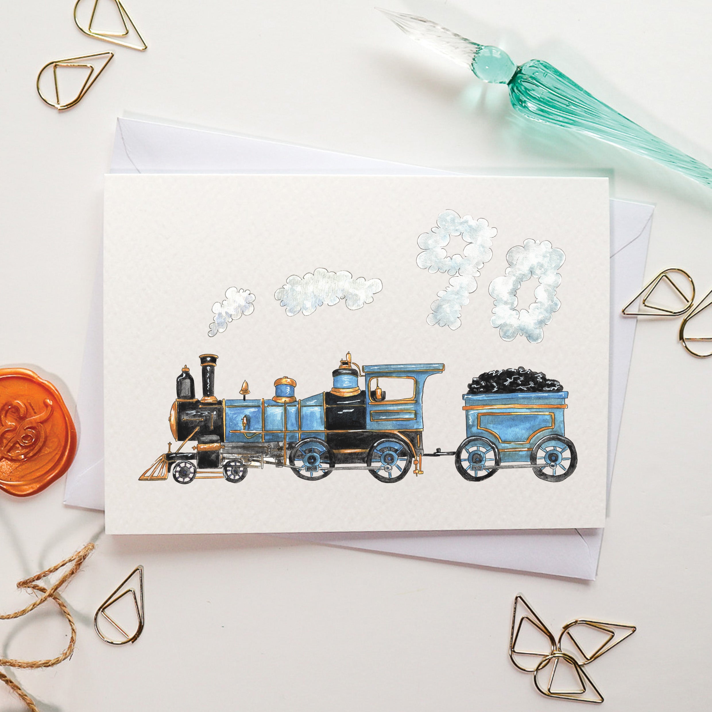 Train 90th Birthday Card