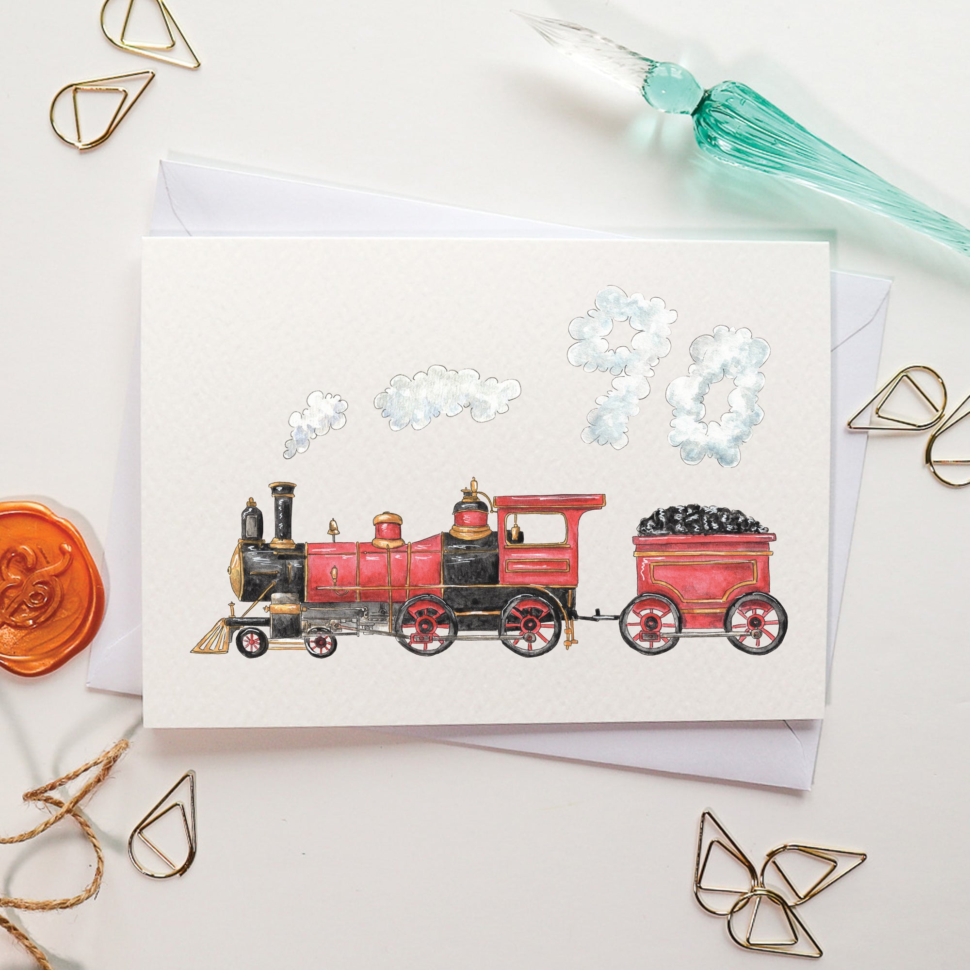 Train 90th Birthday Card