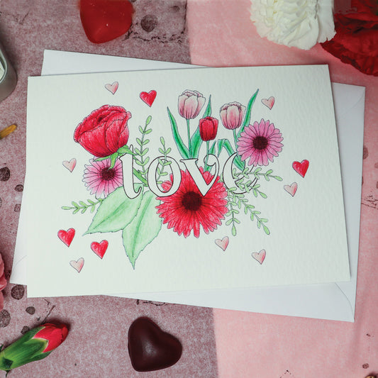 Floral Love Lettering Card