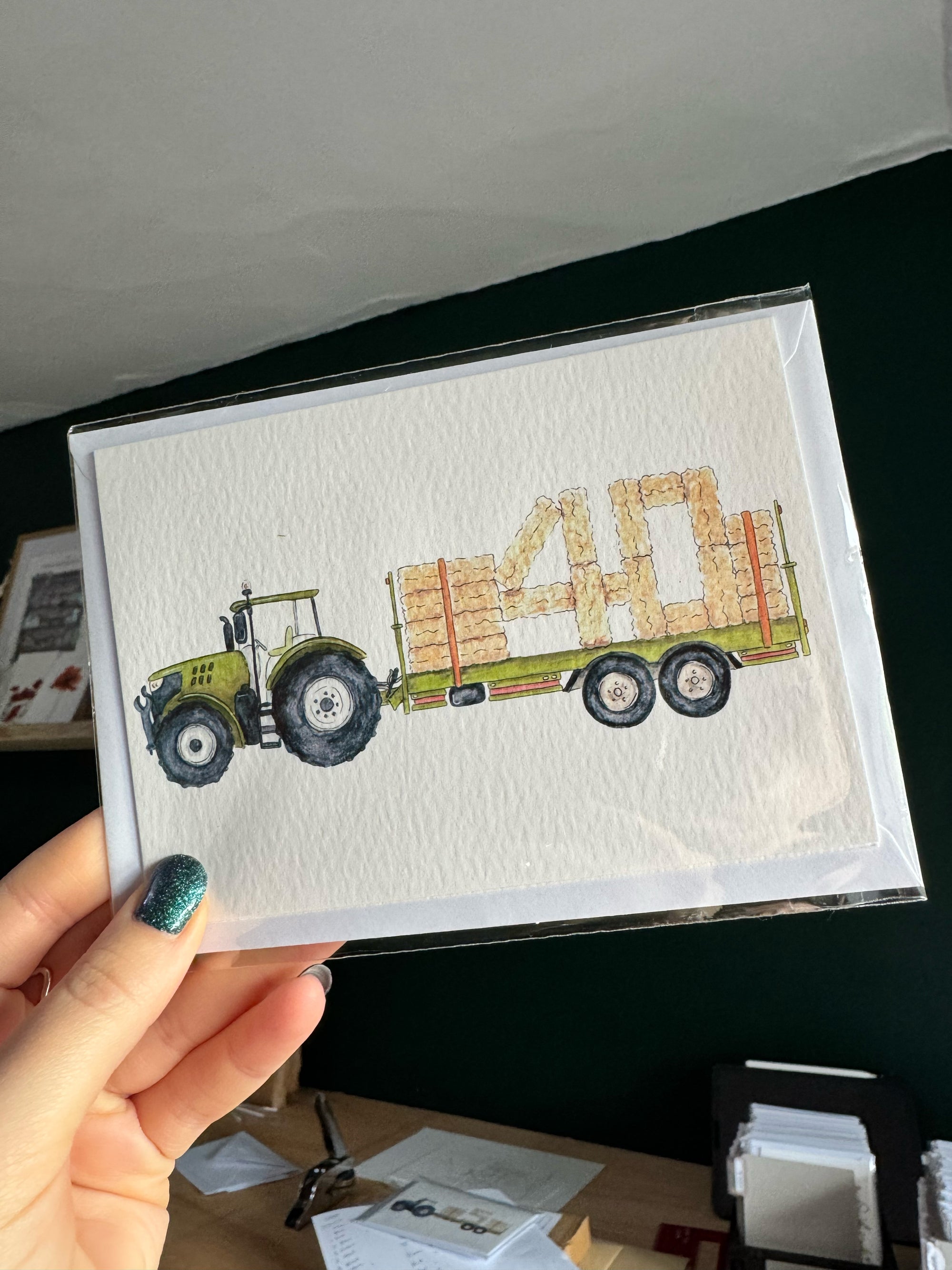 Tractor and Trailer 40th Birthday Card