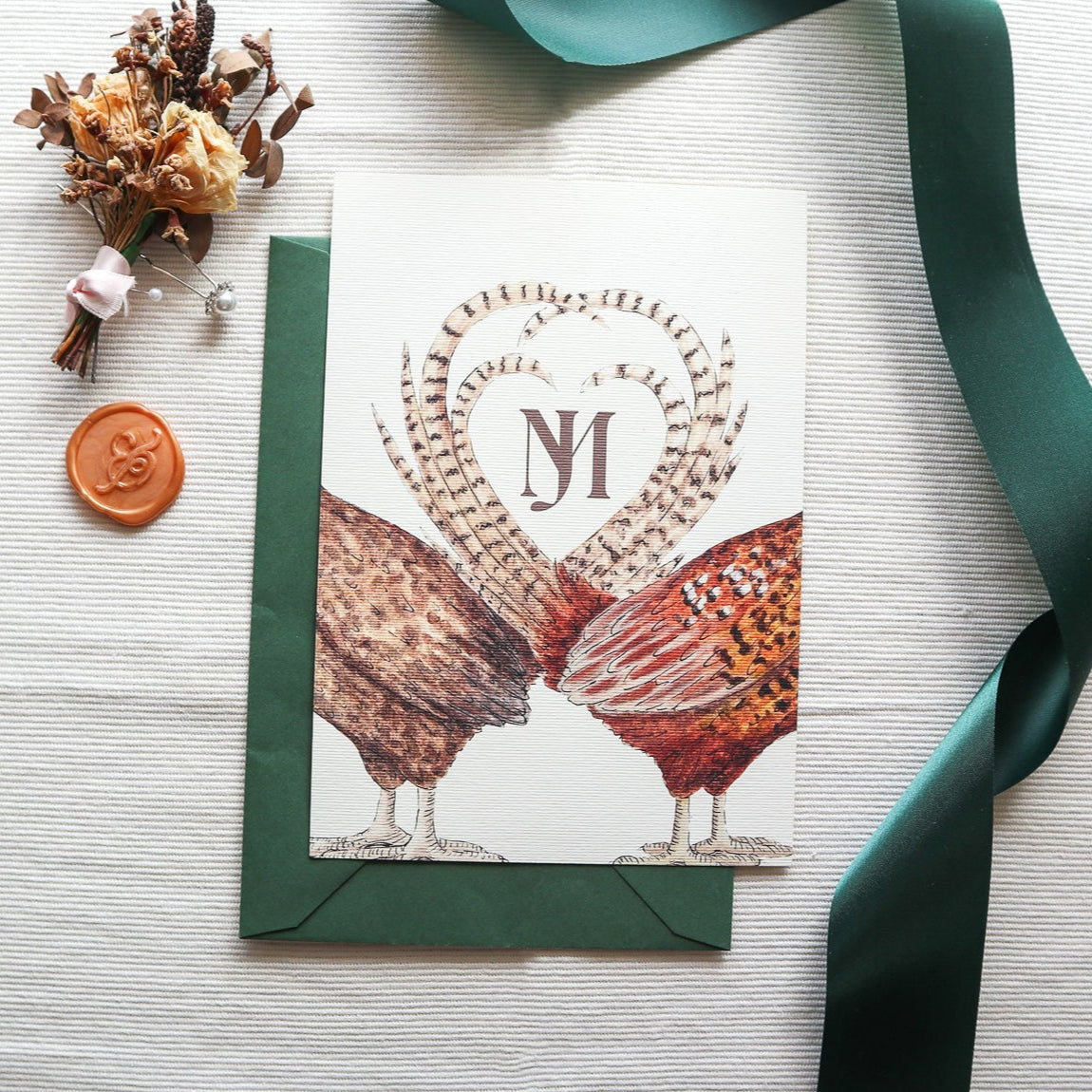 Pheasant Hearts Wedding Invitation SAMPLE PACK