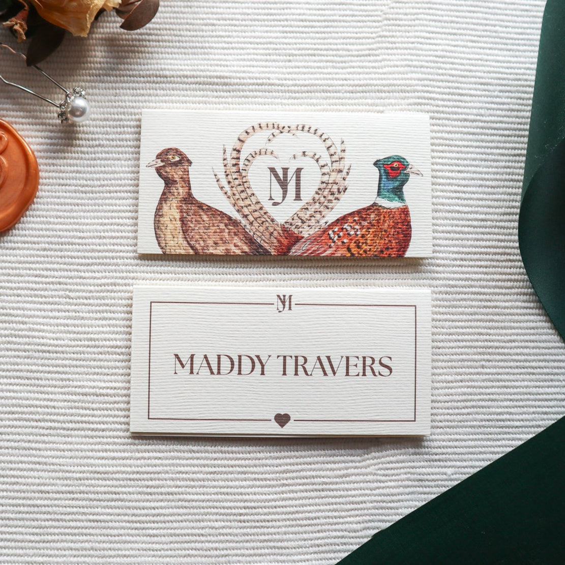 Pheasant Hearts Wedding Invitation SAMPLE PACK