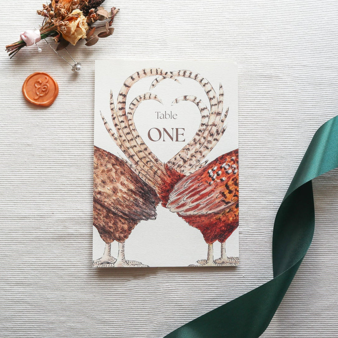 Pheasant Hearts Wedding Invitation SAMPLE PACK