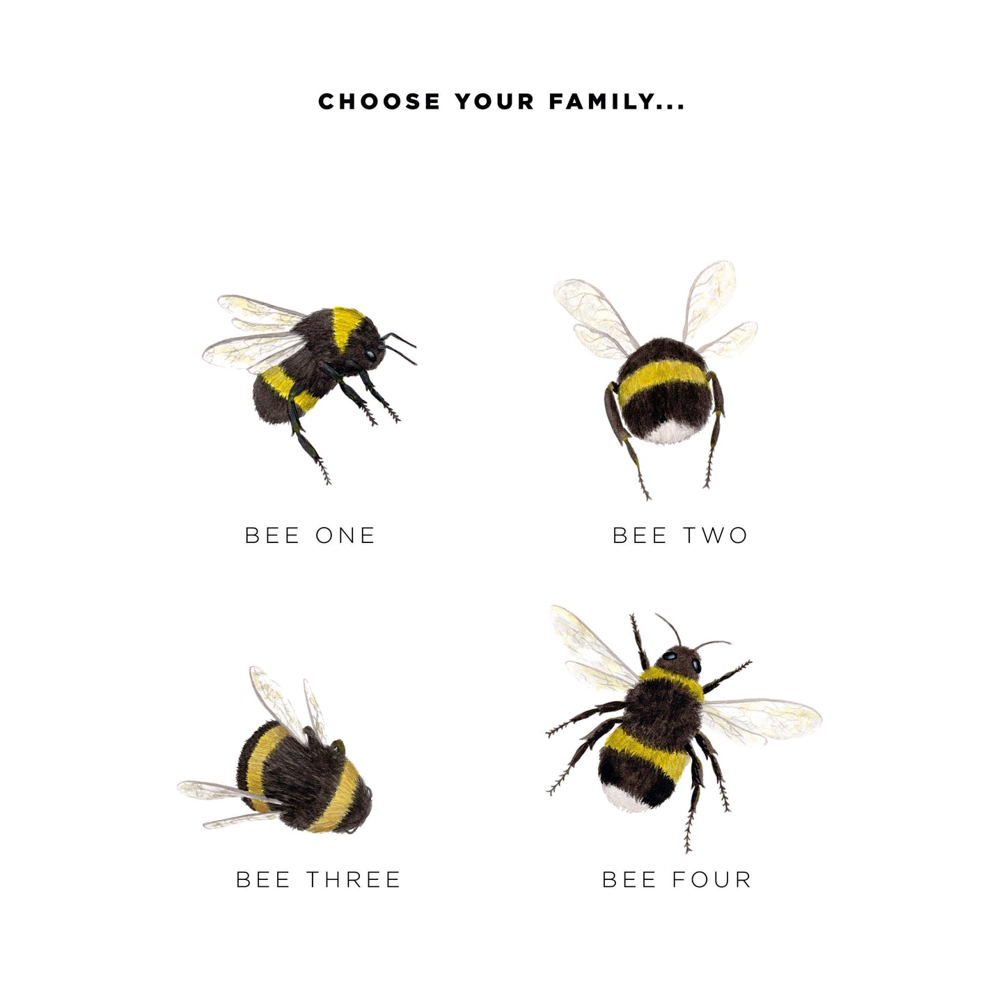 Bee Family Personalised Print