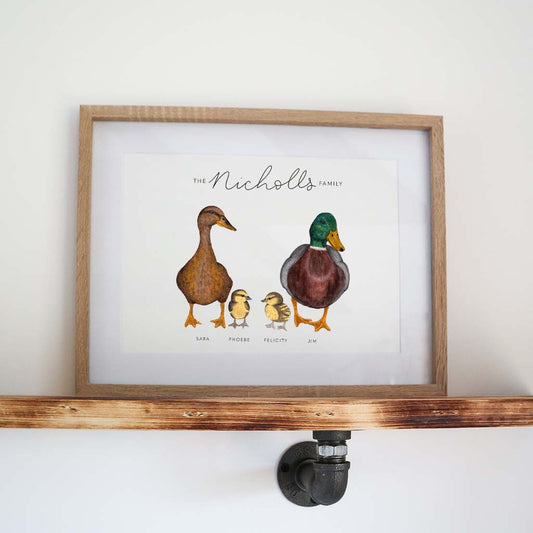 Duck Family Personalised Print