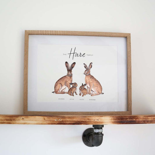 Hare Family Personalised Print