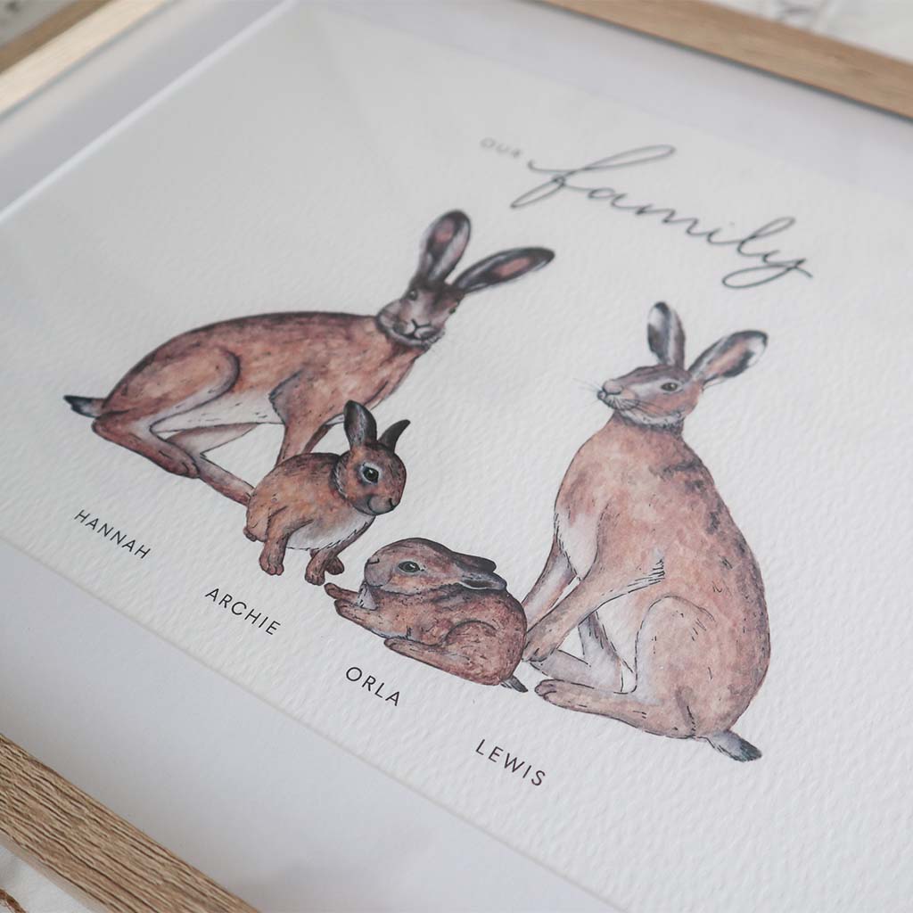 Hare Family Personalised Print