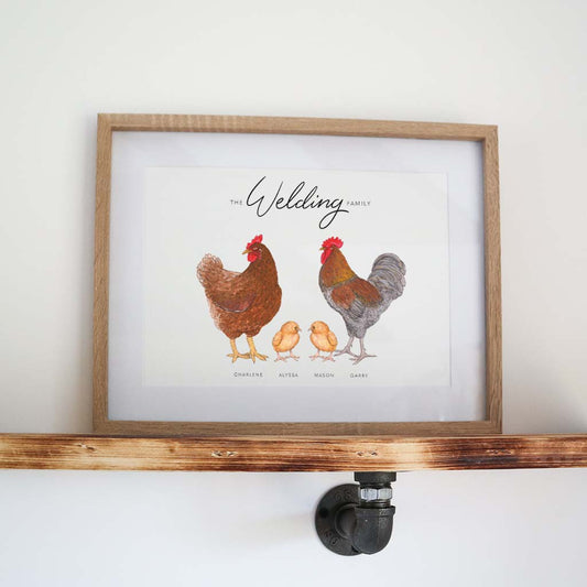 Chicken Family Personalised Print