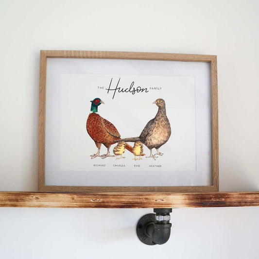 Pheasant Family Personalised Print