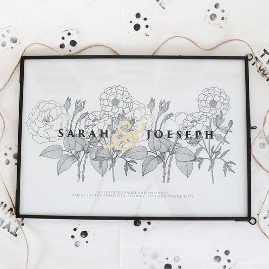 Couples Birth Flower Foil Print