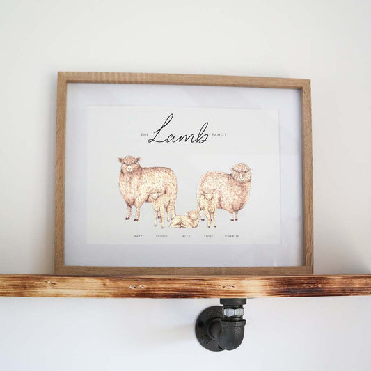 Cotswold Sheep Family Personalised Print