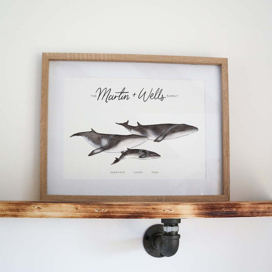 Minke Whale Family Personalised Print