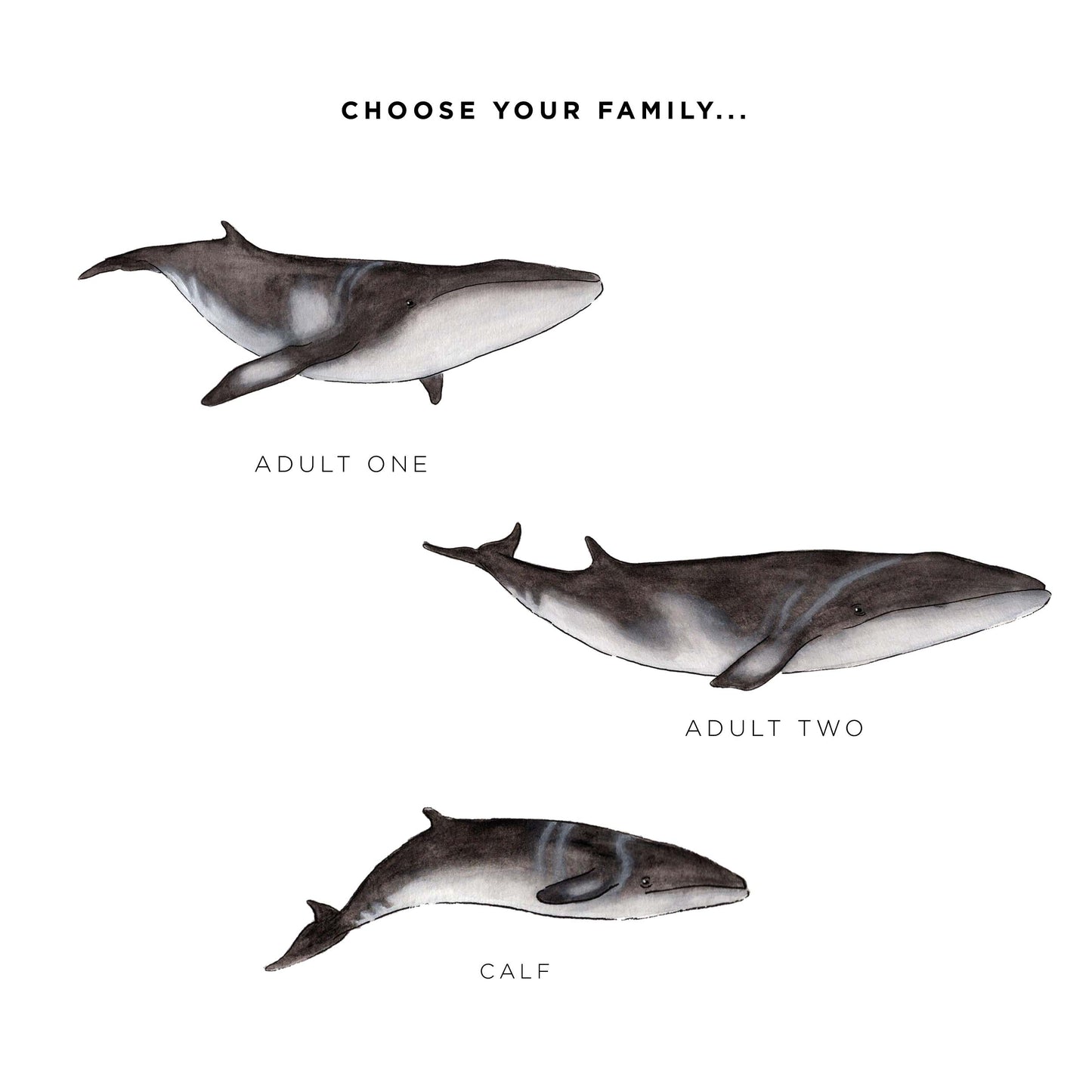 Minke Whale Family Personalised Print