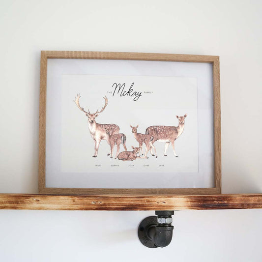 Fallow Deer Family Personalised Print