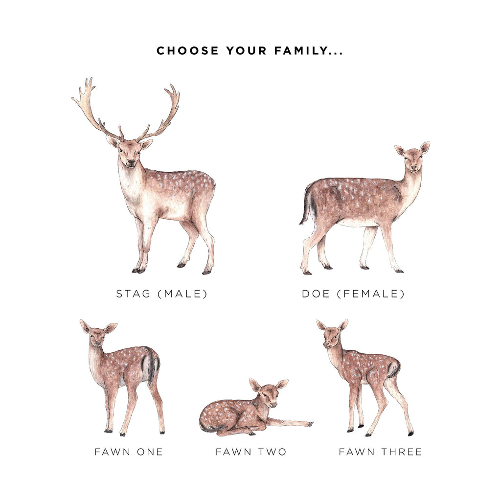 Fallow Deer Family Personalised Print