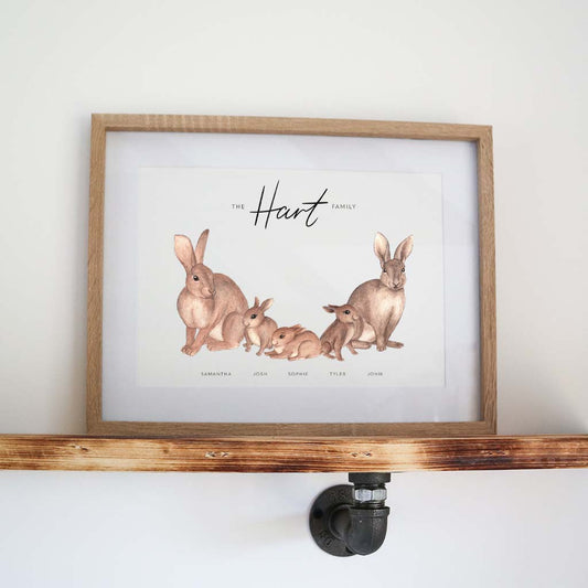 Rabbit Family Personalised Print