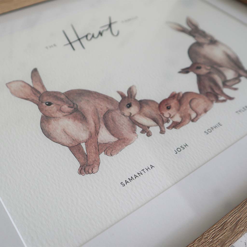 Rabbit Family Personalised Print