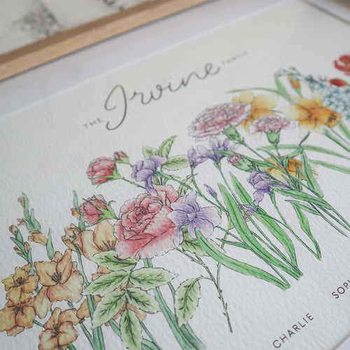 Birth Flower Family Personalised Print