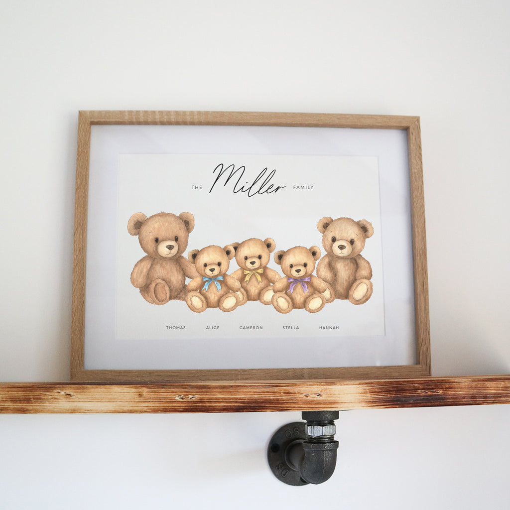 Teddy Bear Family Personalised Print