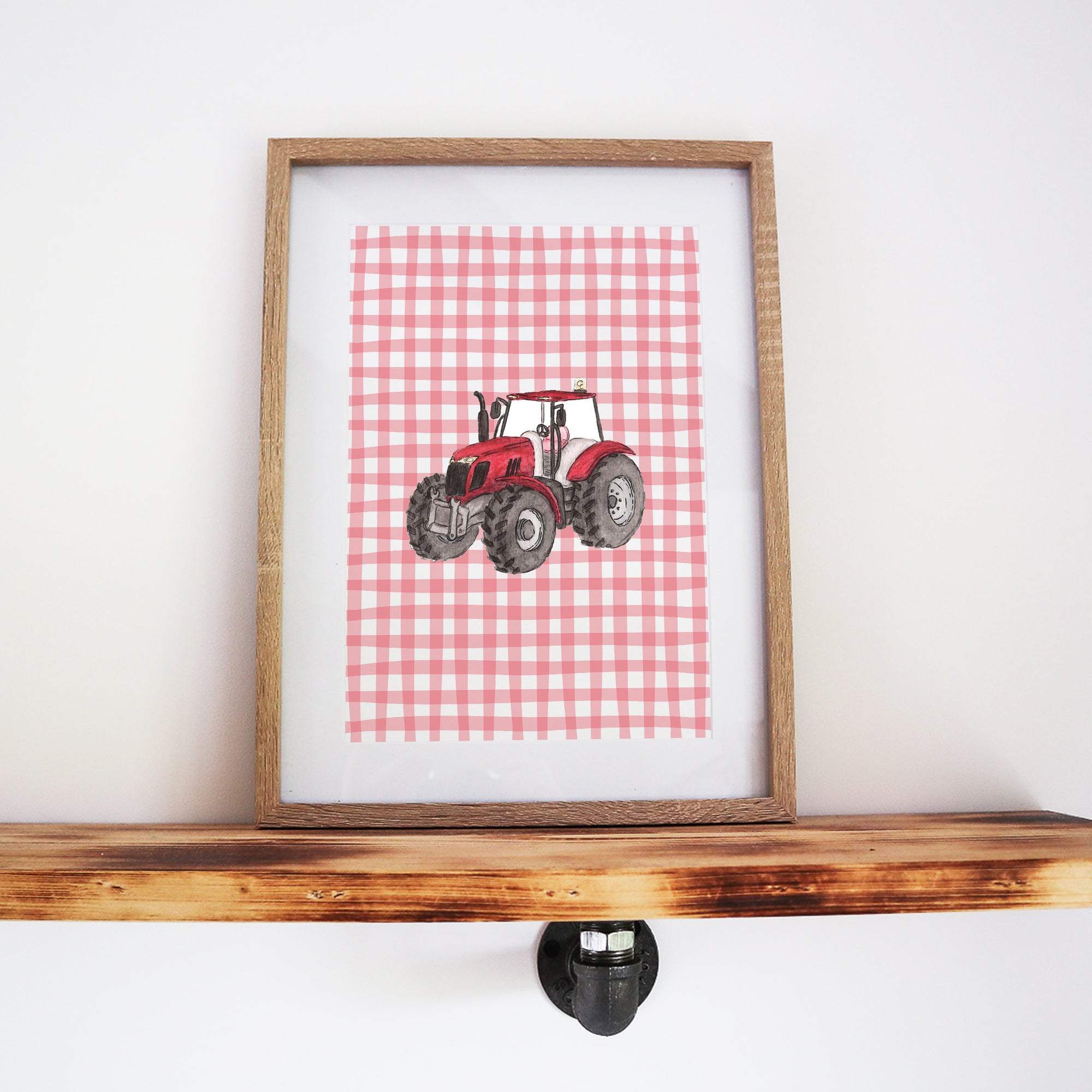 Red Tractor & Checkers Print