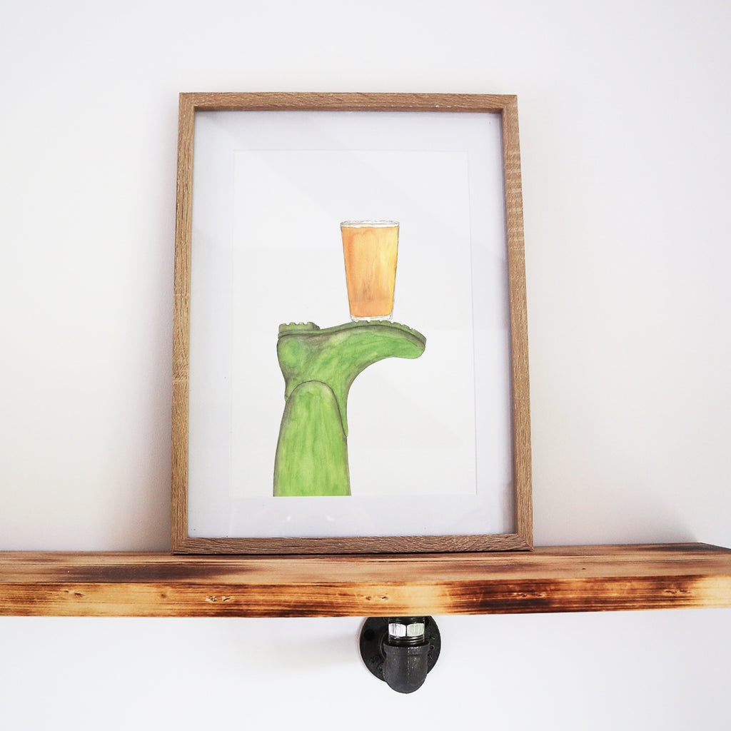 Boots & Booze Her Wellington Print