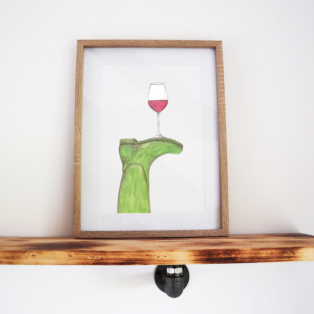 Boots & Booze Her Wellington Print