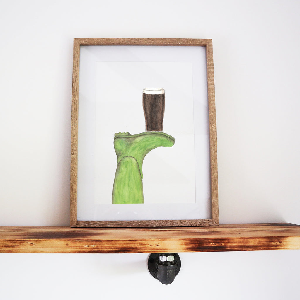 Boots & Booze Her Wellington Print