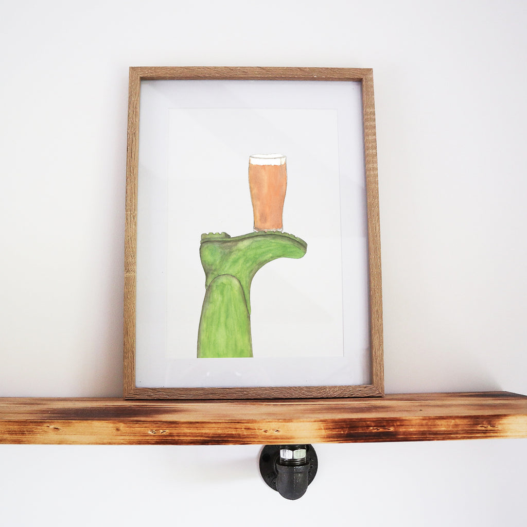 Boots & Booze Her Wellington Print