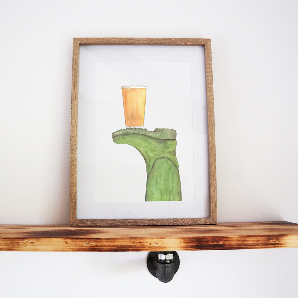 Boots & Booze His Wellington Print