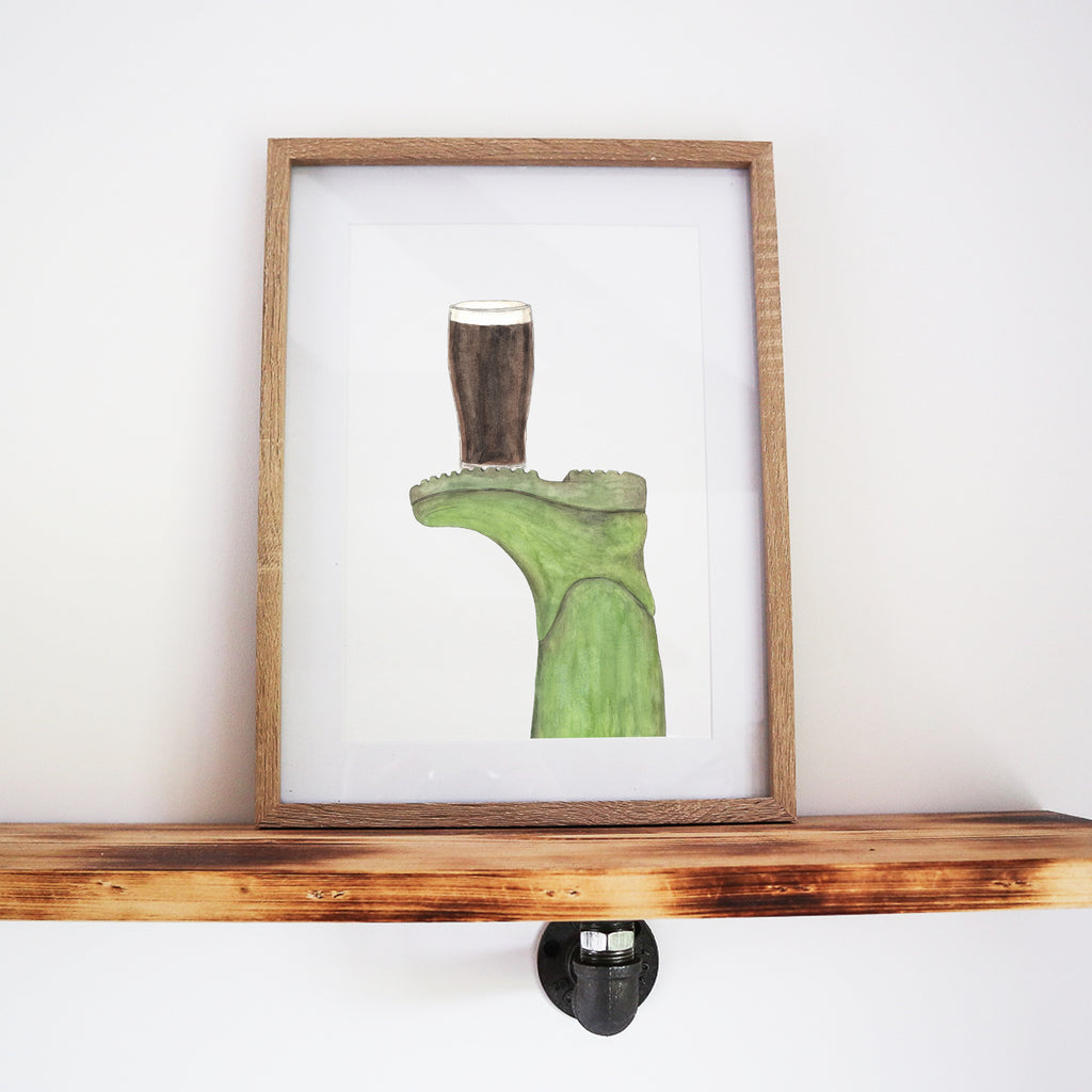 Boots & Booze His Wellington Print