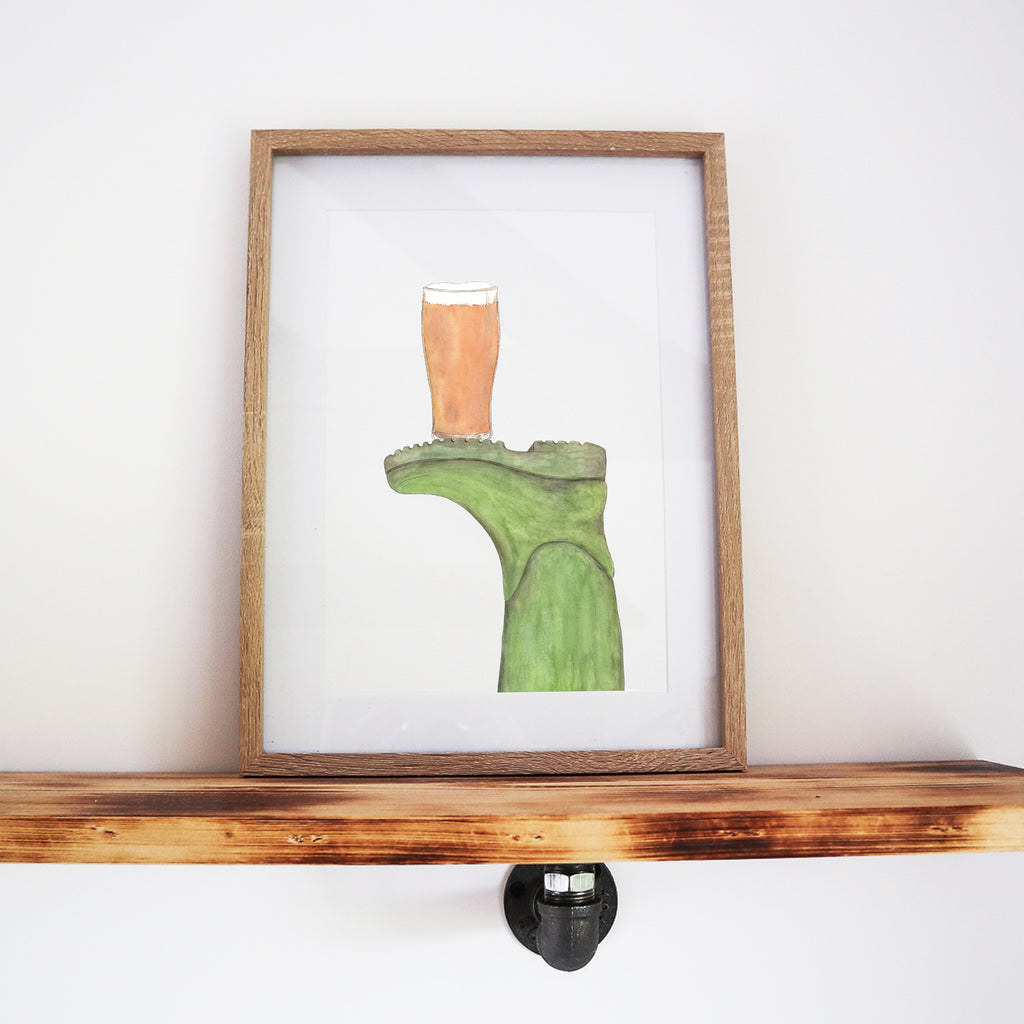 Boots & Booze His Wellington Print