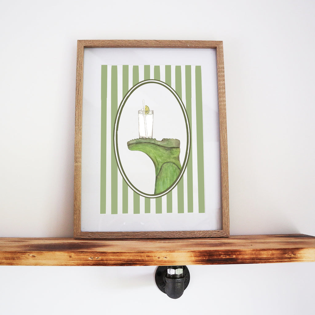 Boots & Booze His Wellington Stripe Print