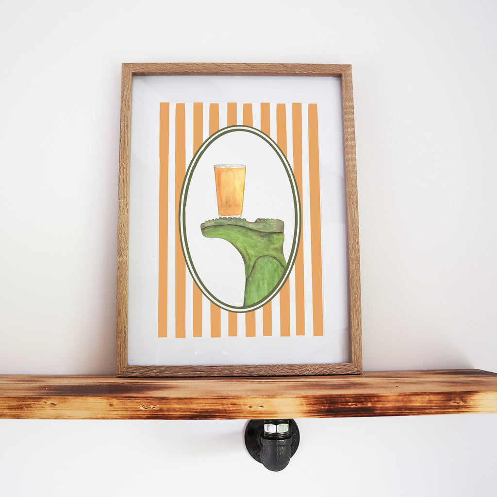 Boots & Booze His Wellington Stripe Print