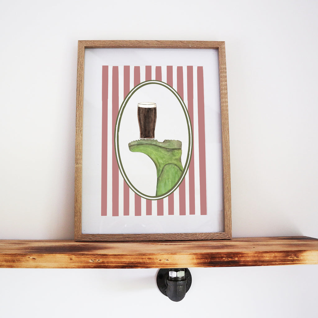 Boots & Booze His Wellington Stripe Print