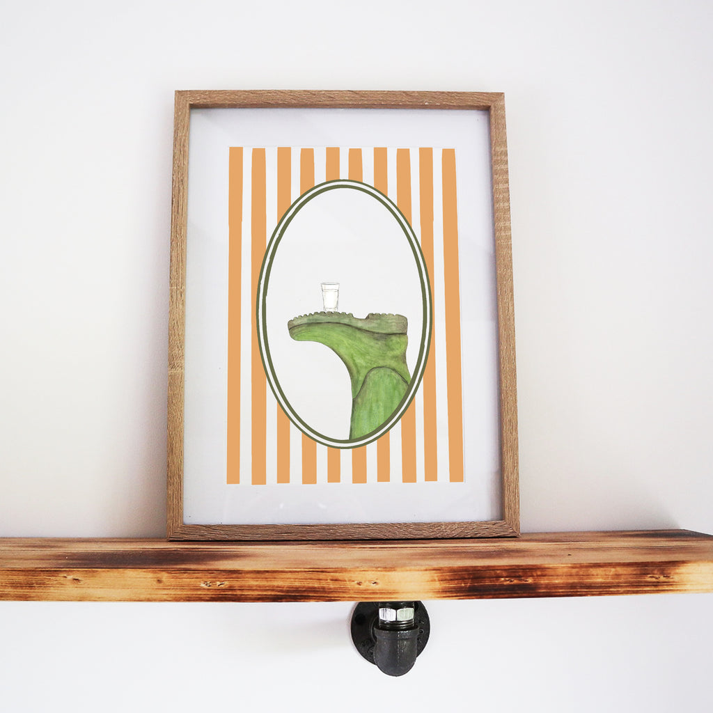 Boots & Booze His Wellington Stripe Print
