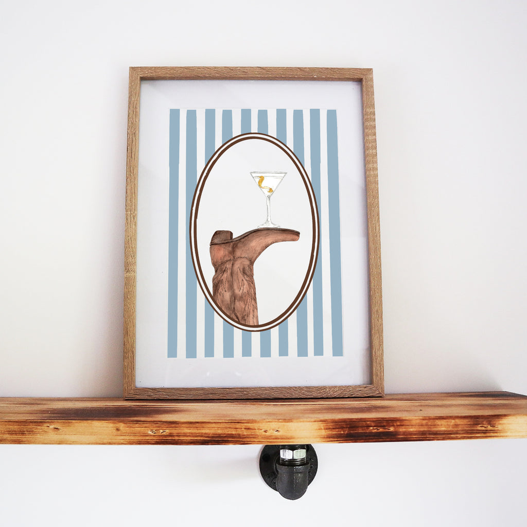 Boots & Booze Cowgirl Stripe Print
