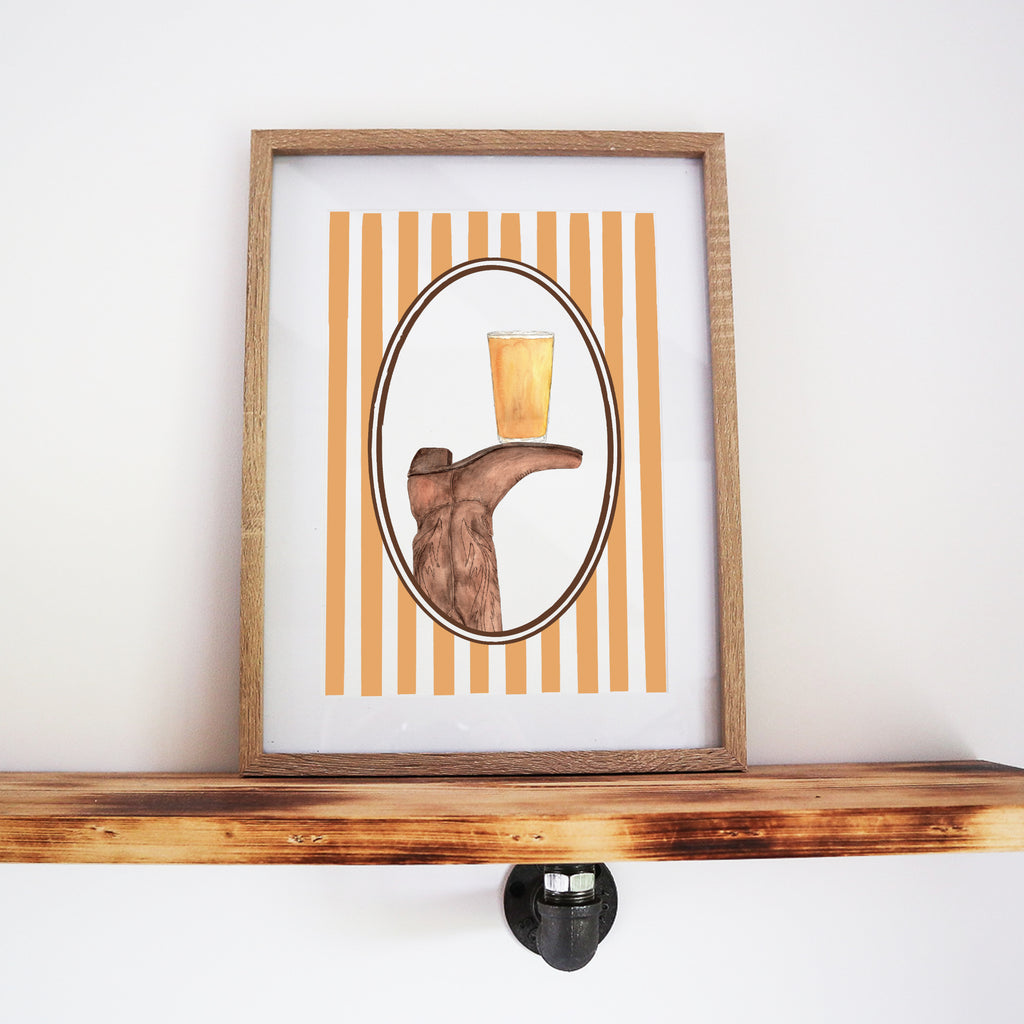 Boots & Booze Cowgirl Stripe Print