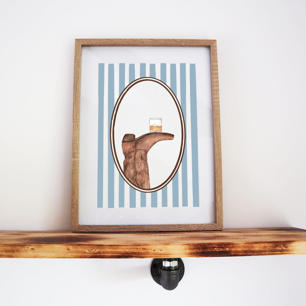 Boots & Booze Cowgirl Stripe Print