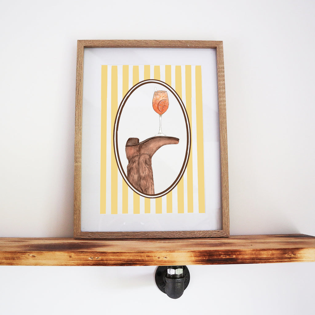 Boots & Booze Cowgirl Stripe Print