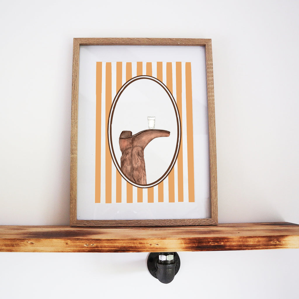 Boots & Booze Cowgirl Stripe Print