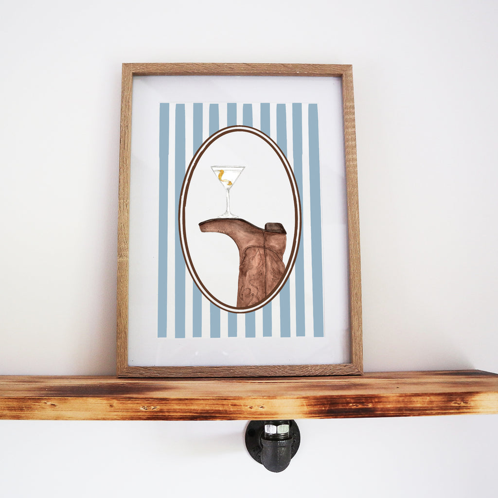 Boots & Booze Cowboy Stripe Print