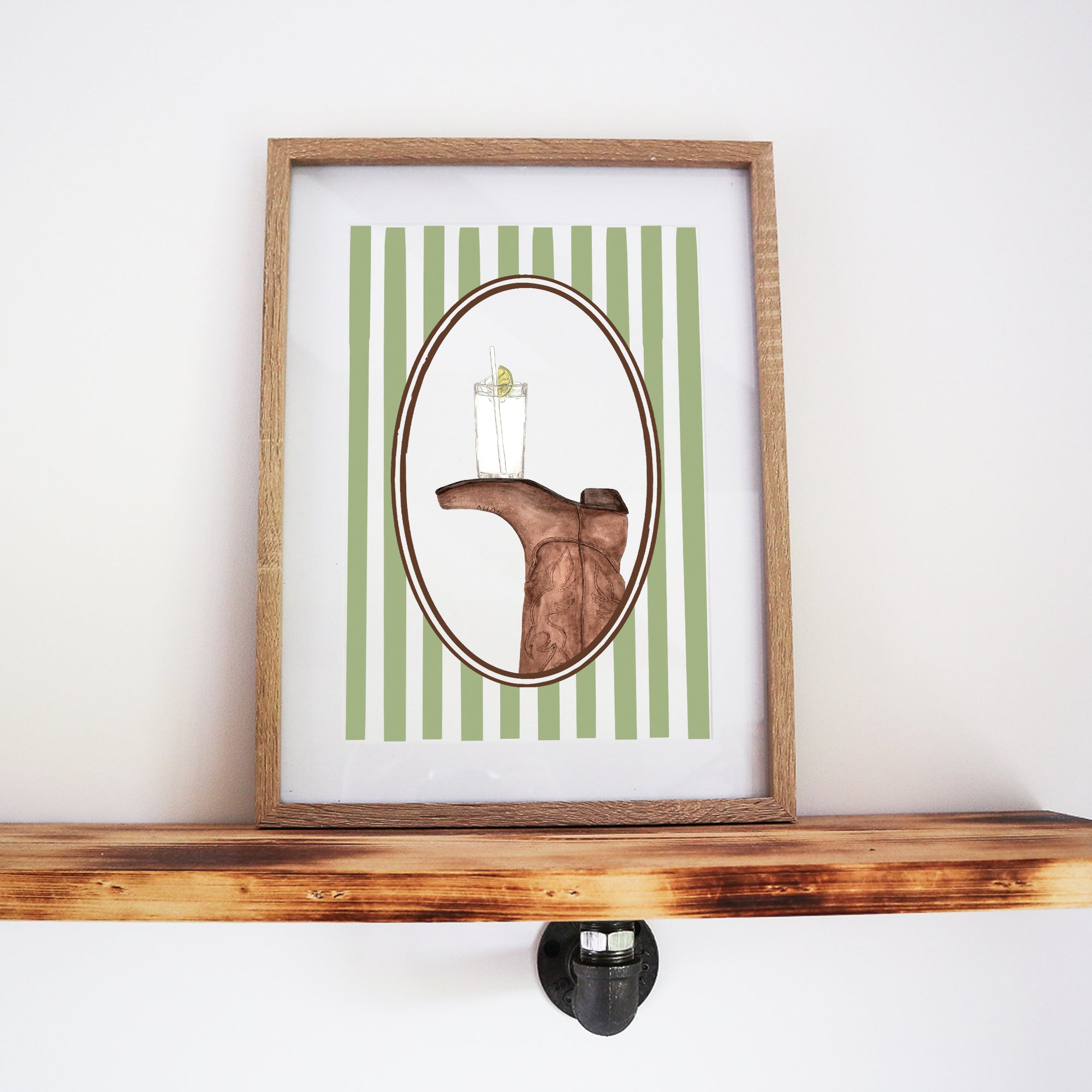 Boots & Booze Cowboy Stripe Print
