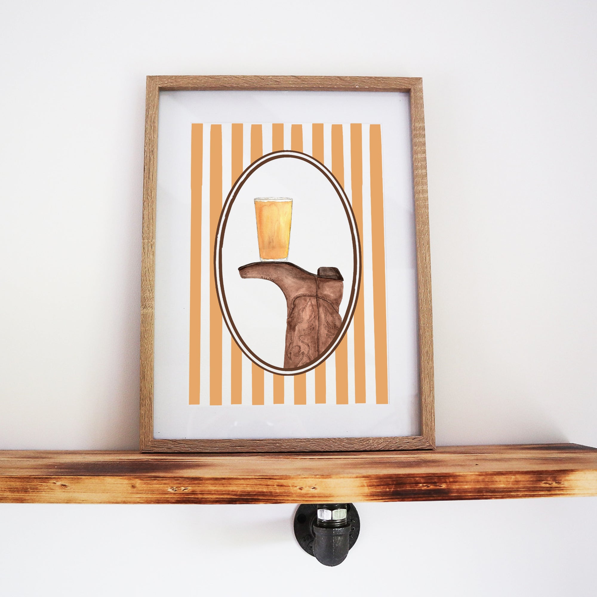 Boots & Booze Cowboy Stripe Print
