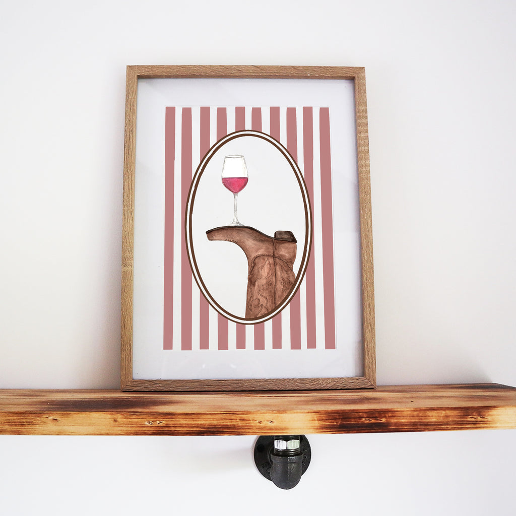 Boots & Booze Cowboy Stripe Print